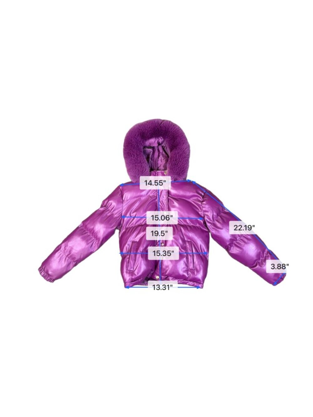 Fashion Nova Girls Purple Puffer Coat Faux Fur Hood Size 14 Y2K Winter - Picture 11 of 11
